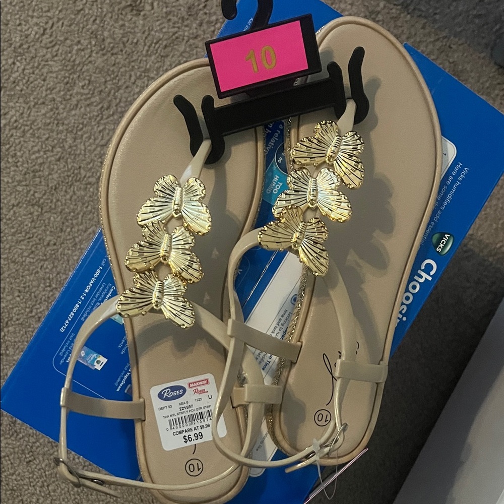 Elegant Gold Butterfly Sandals